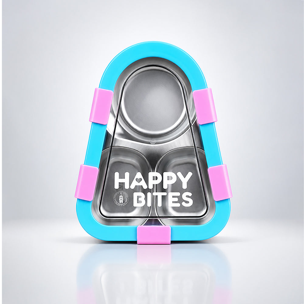 Pink & Blue Triangle Happy Bites Lunch Box