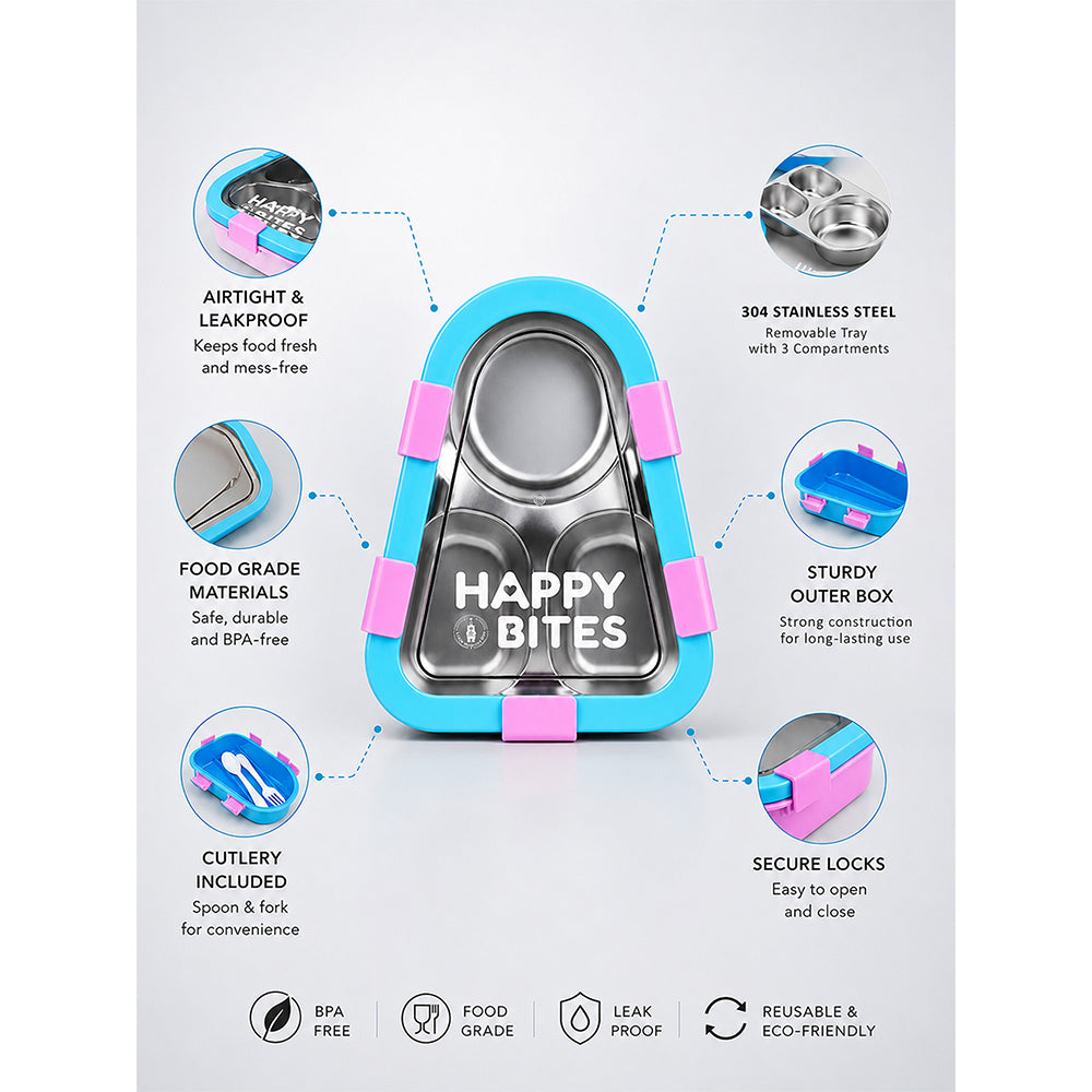 Pink & Blue Triangle Happy Bites Lunch Box