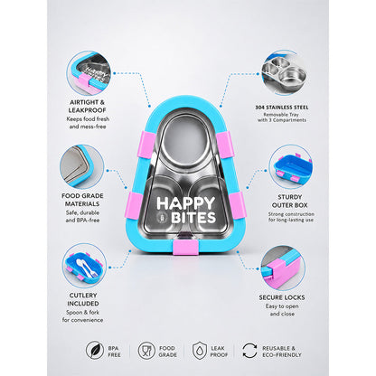 Pink & Blue Triangle Happy Bites Lunch Box