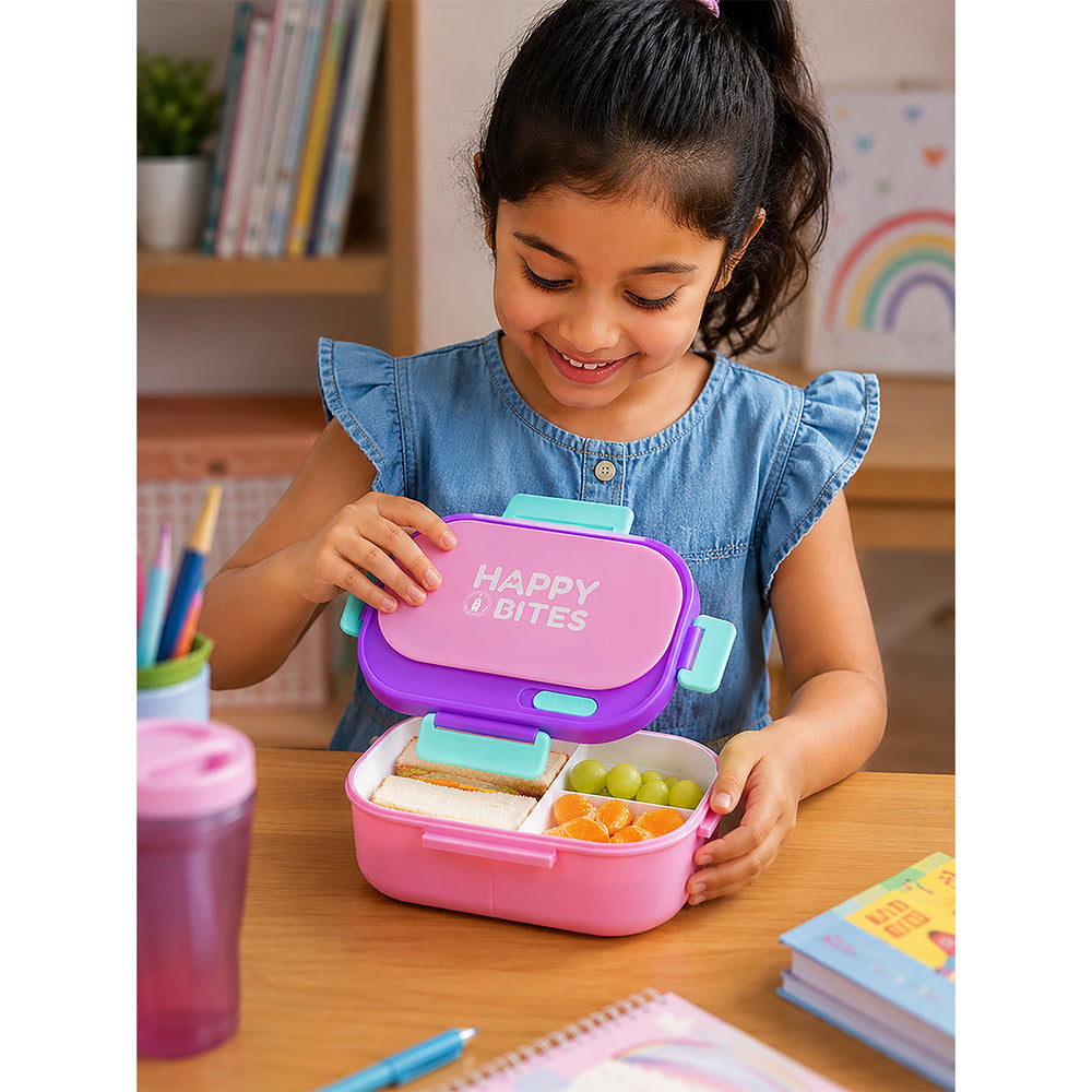 Pink Flap Happy Bites Bento Lunch Box