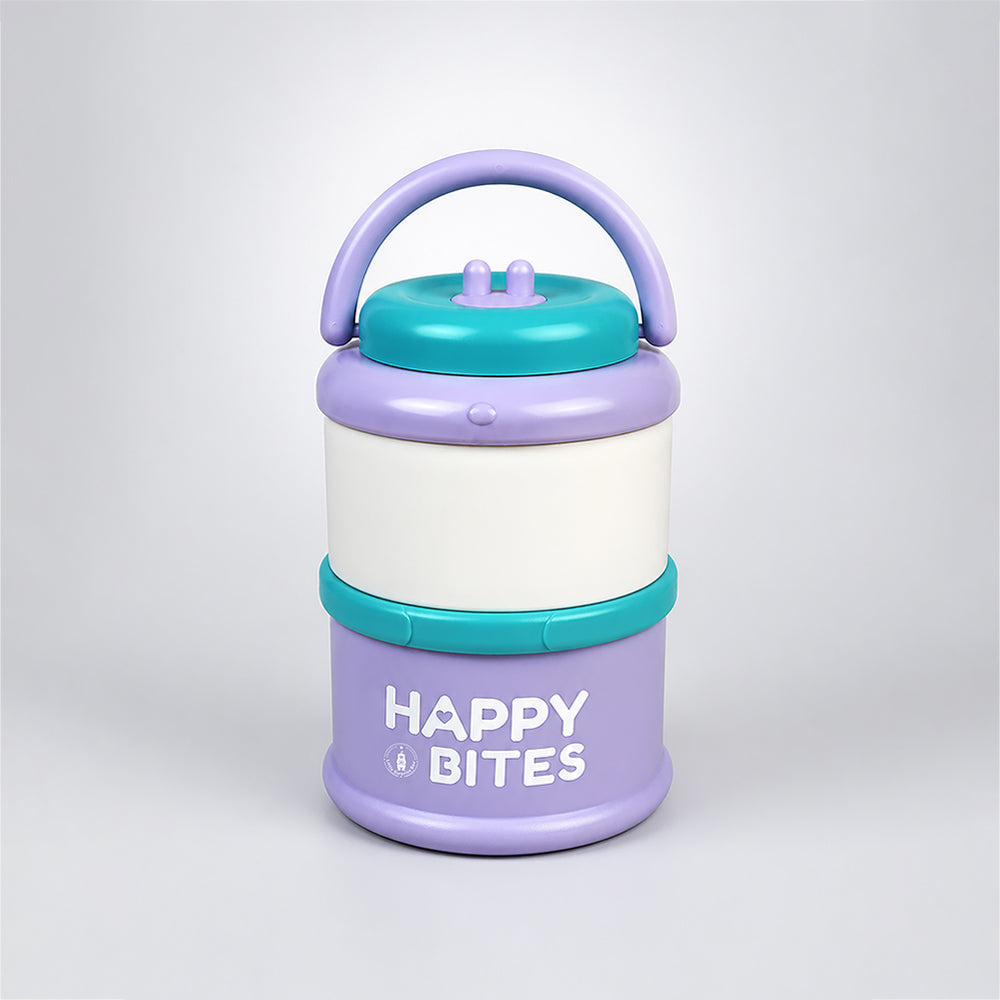 Purple Happy Bites Double Decker Stainless Steel Lunch Box