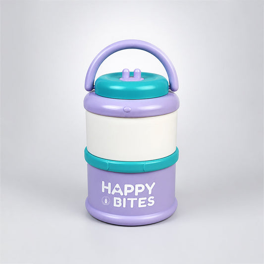 Purple Happy Bites Double Decker Stainless Steel Lunch Box