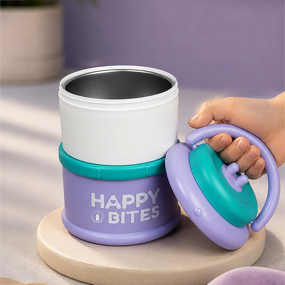 Purple Happy Bites Double Decker Stainless Steel Lunch Box