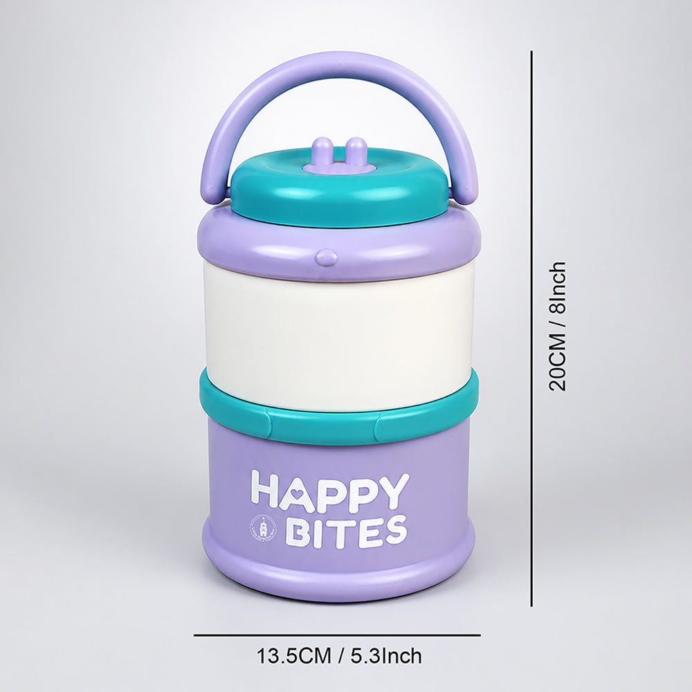 Purple Happy Bites Double Decker Stainless Steel Lunch Box