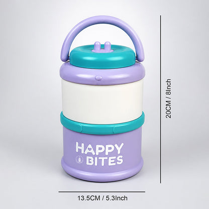 Purple Happy Bites Double Decker Stainless Steel Lunch Box