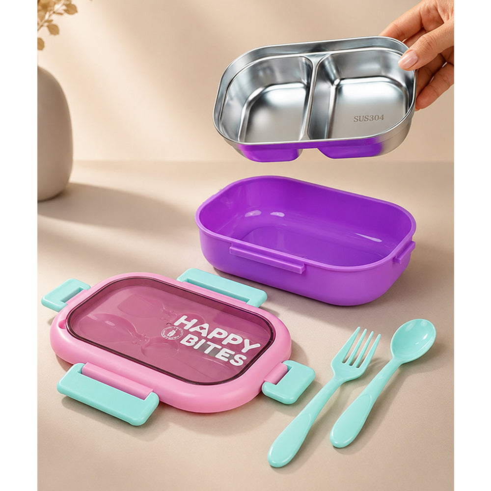 Purple Lid Happy Bites Bento Lunch Box