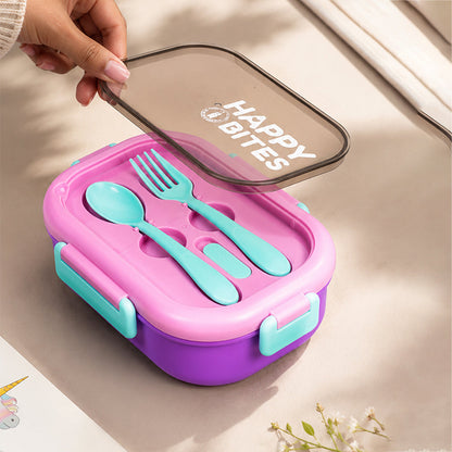 Purple Lid Happy Bites Bento Lunch Box