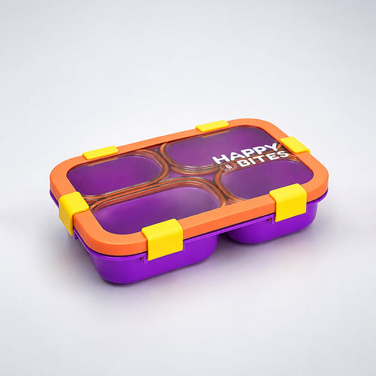 Purple Orange 4 Sections Big Lunch Box