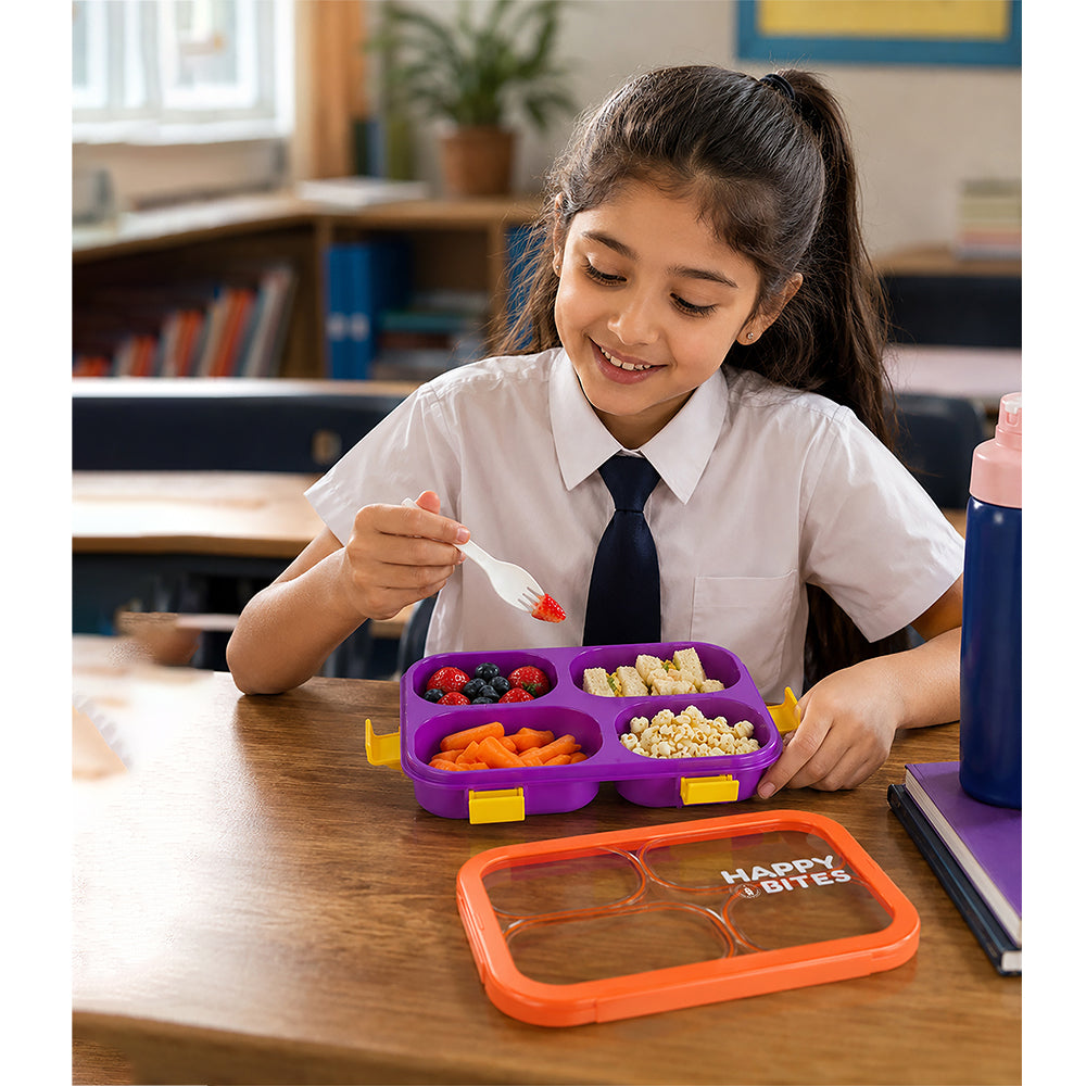 Purple Orange 4 Sections Big Lunch Box