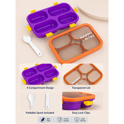 Purple Orange 4 Sections Big Lunch Box