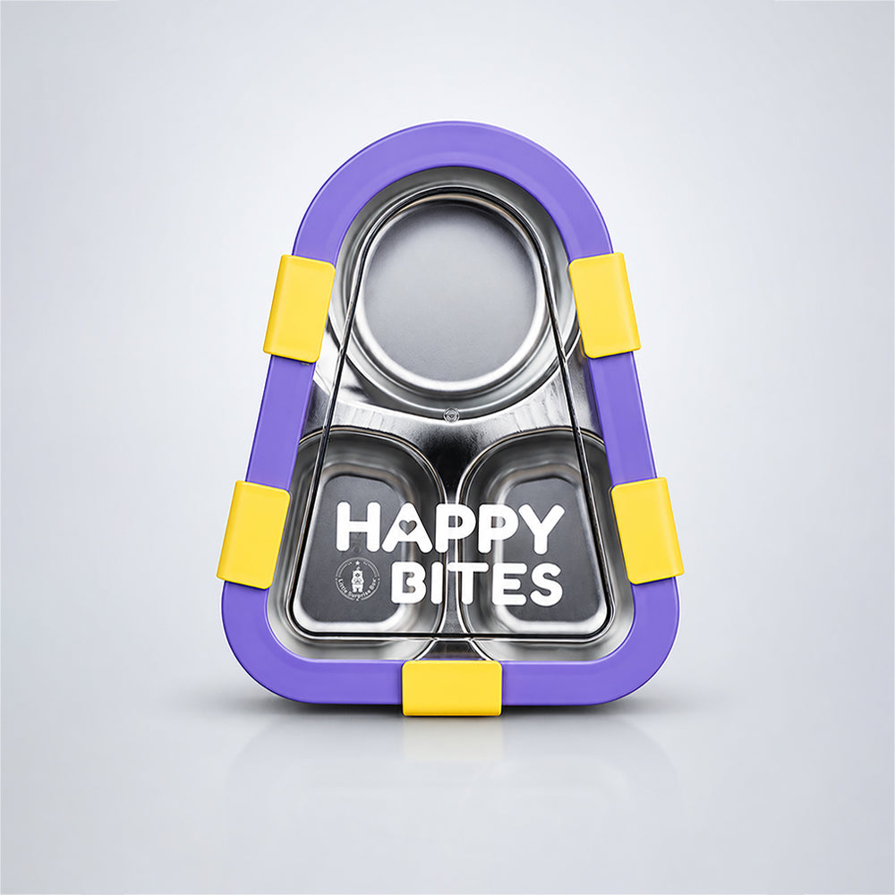 Yellow & Purple Triangle Happy Bites Lunch Box