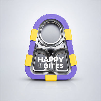 Yellow & Purple Triangle Happy Bites Lunch Box