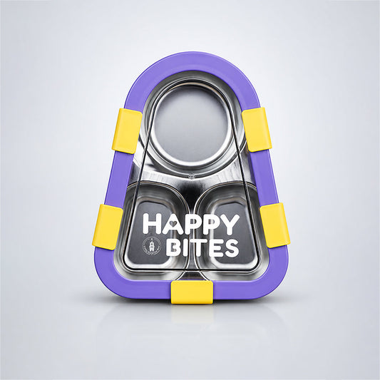 Yellow & Purple Triangle Happy Bites Lunch Box