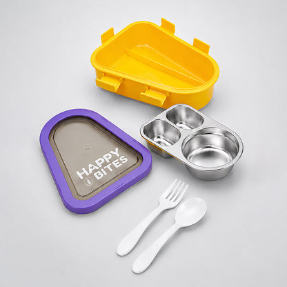 Yellow & Purple Triangle Happy Bites Lunch Box