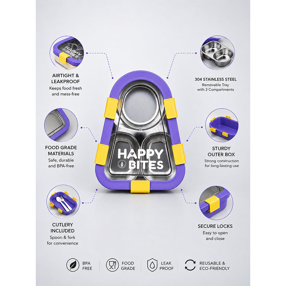 Yellow & Purple Triangle Happy Bites Lunch Box