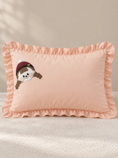 4 Pcs Little Girl Theme Embroidered Single Bed Bedding Set