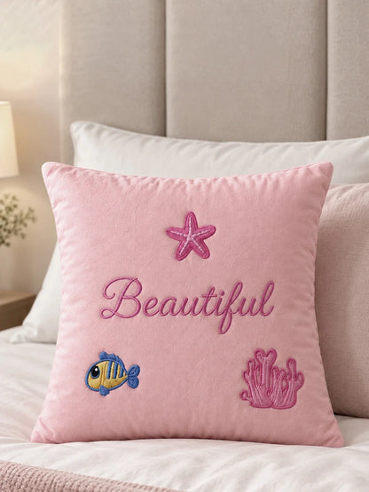 4 Pcs Mermaid Princess Theme Embroidered Single Bed Bedding Set