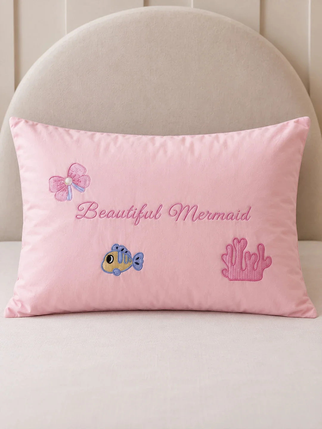 4 Pcs Mermaid Princess Theme Embroidered Single Bed Bedding Set