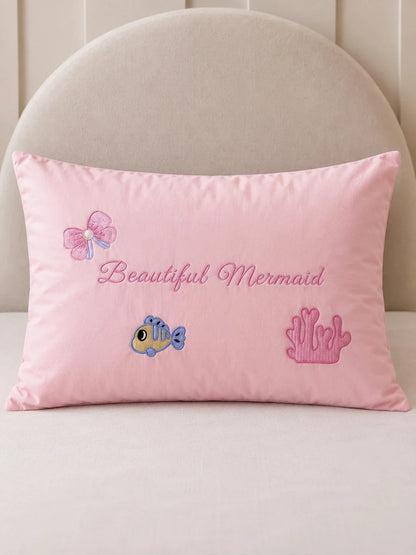 4 Pcs Mermaid Princess Theme Embroidered Single Bed Bedding Set