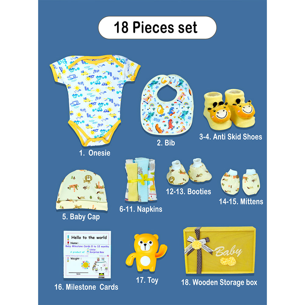 Yellow Sunshine Wooden Baby Shower Box ( Gender Neutral) 0-12 Months - Little Surprise Box