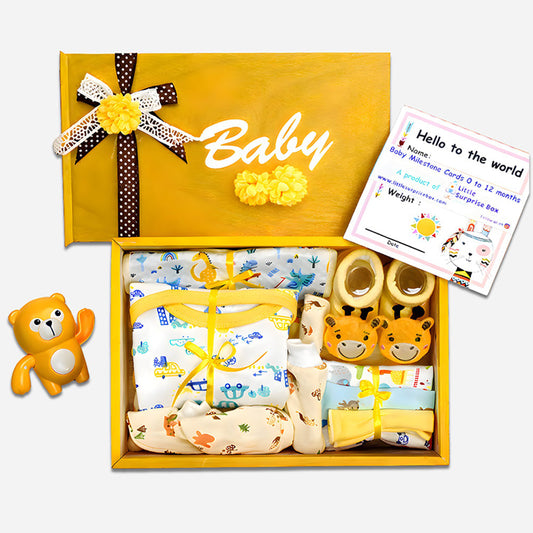 Yellow Sunshine Wooden Baby Shower Box ( Gender Neutral) 0-12 Months - Little Surprise Box