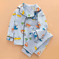 Blue Car & Plane print soft cotton Kids nightsuit - Little Surprise Box