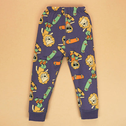 Surfing Lion soft Cotton Joggers Nightsuit set for Kids - Little Surprise Box