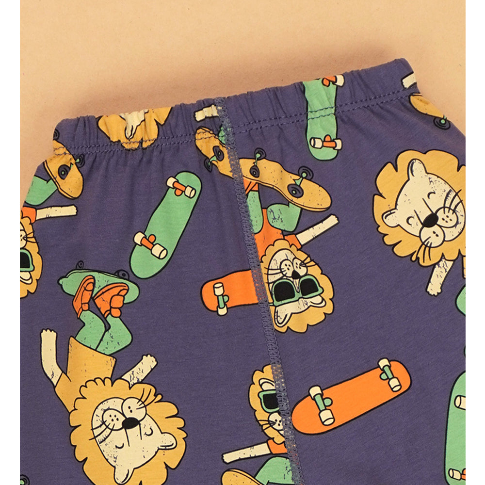 Surfing Lion soft Cotton Joggers Nightsuit set for Kids - Little Surprise Box