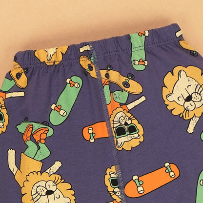 Surfing Lion soft Cotton Joggers Nightsuit set for Kids - Little Surprise Box