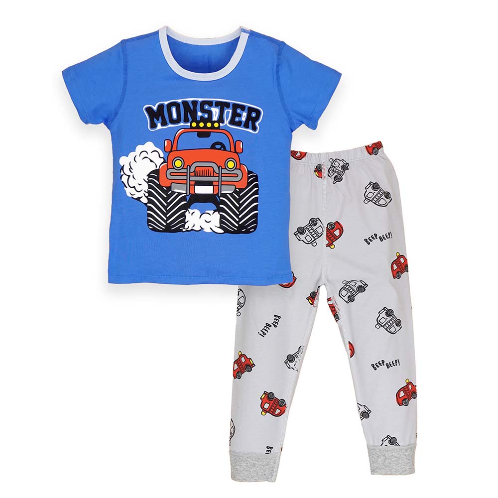 Monster Truck soft Cotton Joggers Nightsuit set for Kids - Little Surprise Box