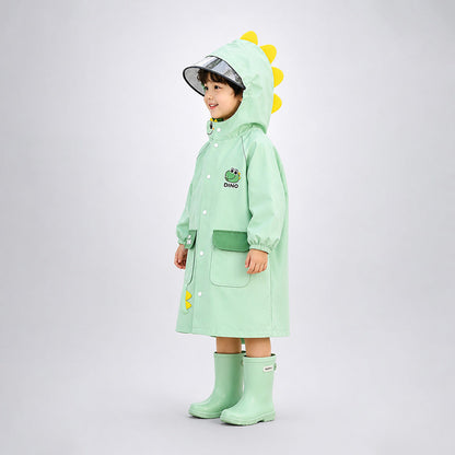 3D Dino Face & Tail Knee Length Raincoat for Kids