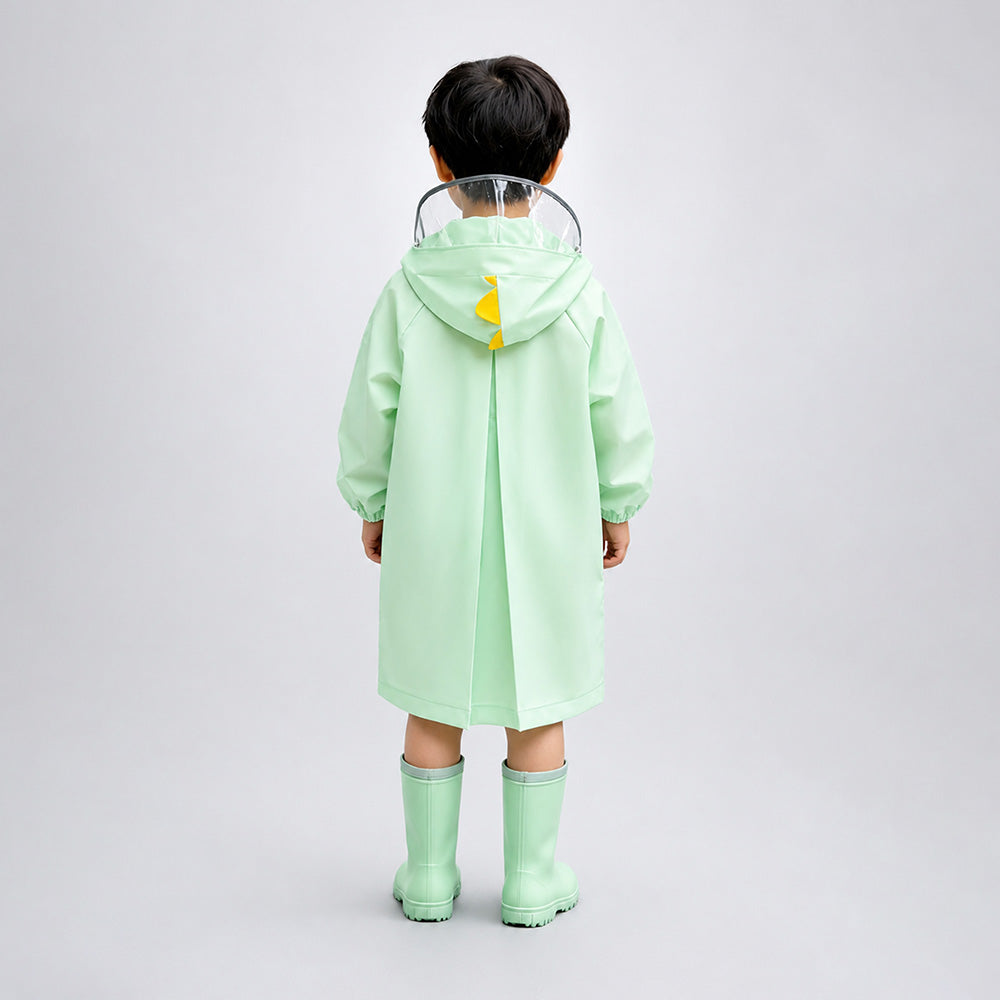 3D Dino Face & Tail Knee Length Raincoat for Kids
