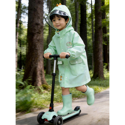 3D Dino Face & Tail Knee Length Raincoat for Kids