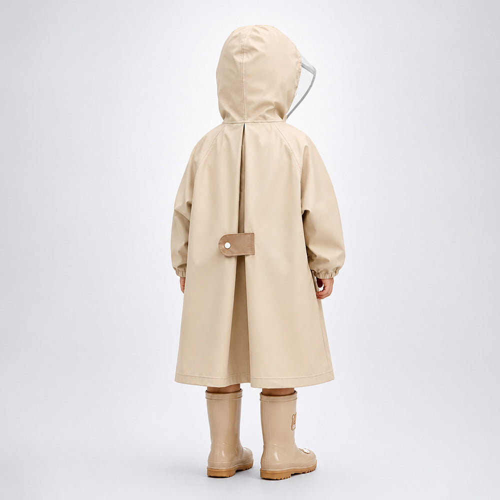 Beige Bear 3D Paw Knee Length Raincoat for Kids
