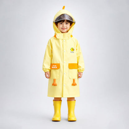 Yellow Duck 3D Paw Knee Length Raincoat for Kids