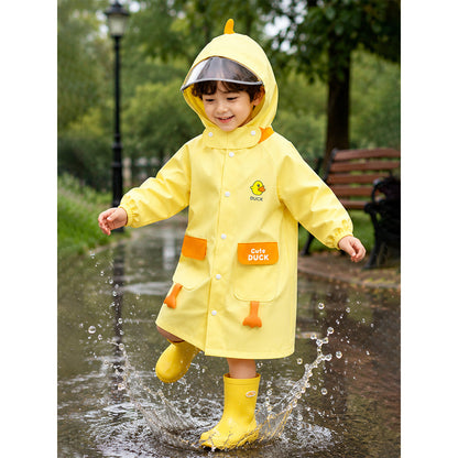 Yellow Duck 3D Paw Knee Length Raincoat for Kids