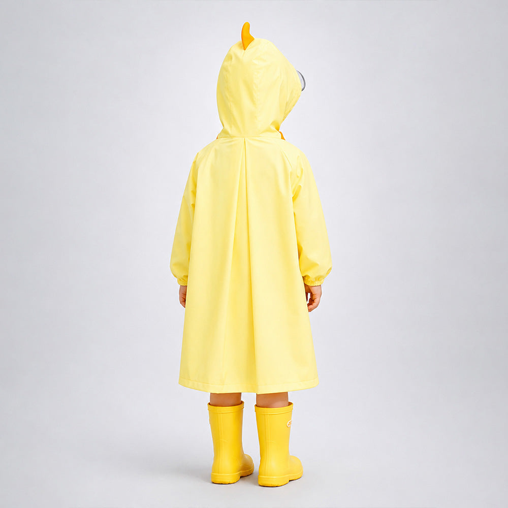 Yellow Duck 3D Paw Knee Length Raincoat for Kids