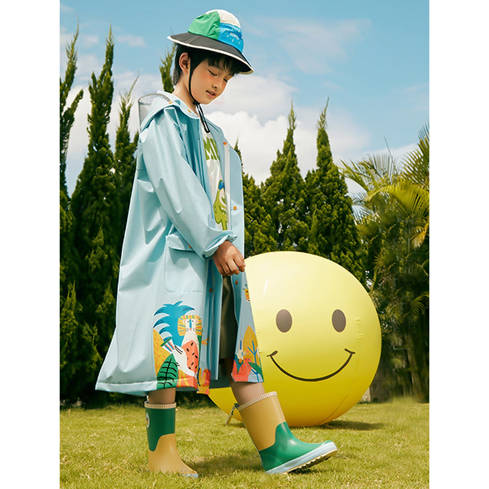 Blue Animal Print Knee Length Raincoat for Kids & Teens - Little Surprise Box