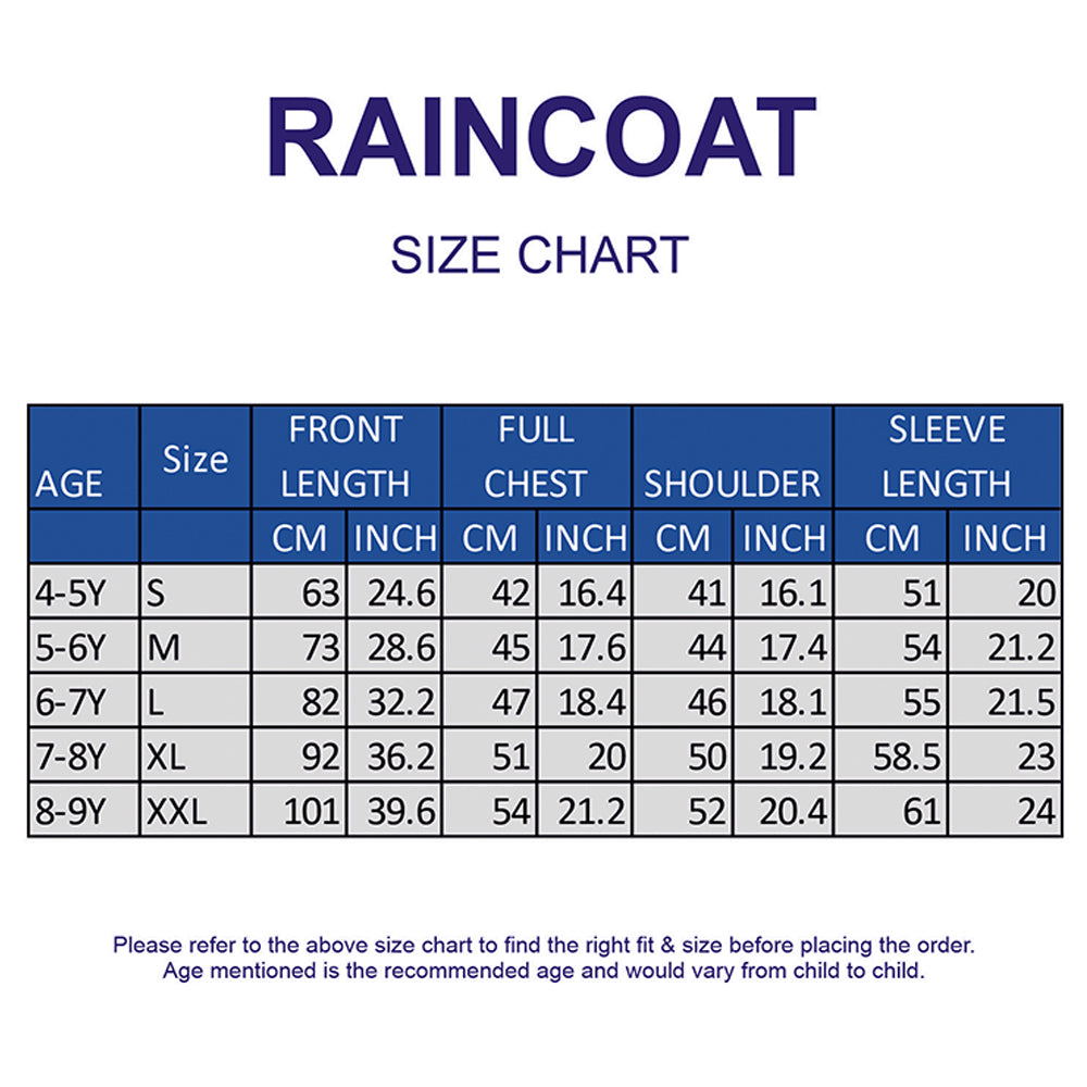 Blue Color Pop Car Print Knee-Length Raincoat for Kids