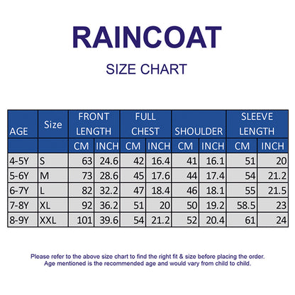 Blue Color Pop Car Print Knee-Length Raincoat for Kids