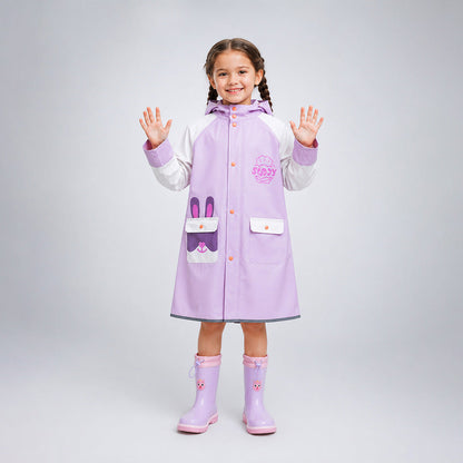 Bunny Pocket Knee-Length Raincoat for Kids