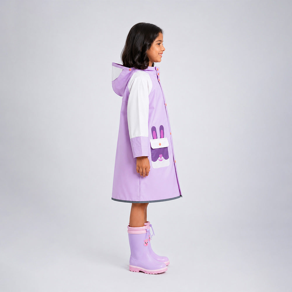 Bunny Pocket Knee-Length Raincoat for Kids