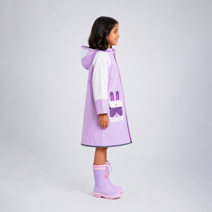 Bunny Pocket Knee-Length Raincoat for Kids
