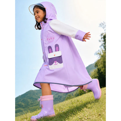Bunny Pocket Knee-Length Raincoat for Kids