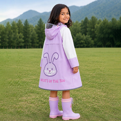 Bunny Pocket Knee-Length Raincoat for Kids