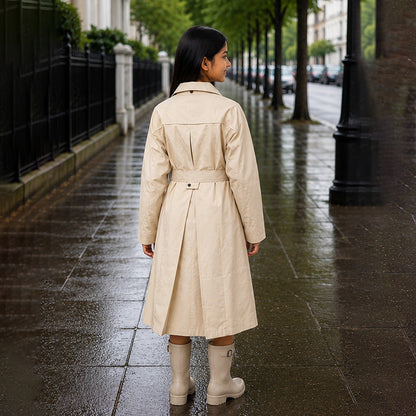 Cream Trench Coat Style Raincoat for Kids & Teens