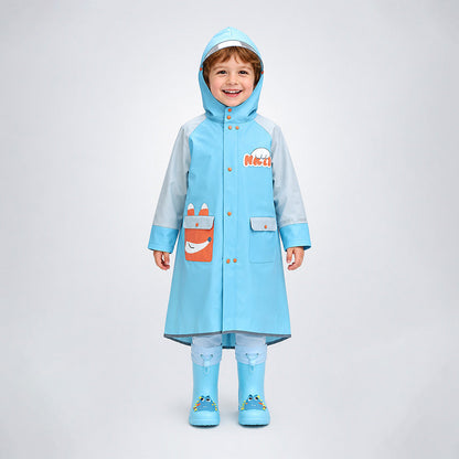 Fox Pocket Knee-Length Raincoat for Kids