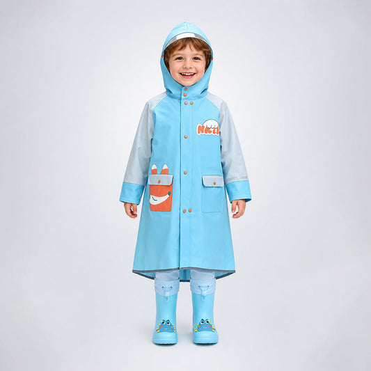Fox Pocket Knee-Length Raincoat for Kids