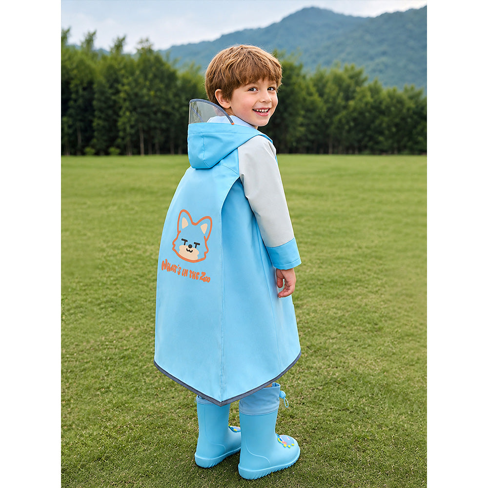 Fox Pocket Knee-Length Raincoat for Kids