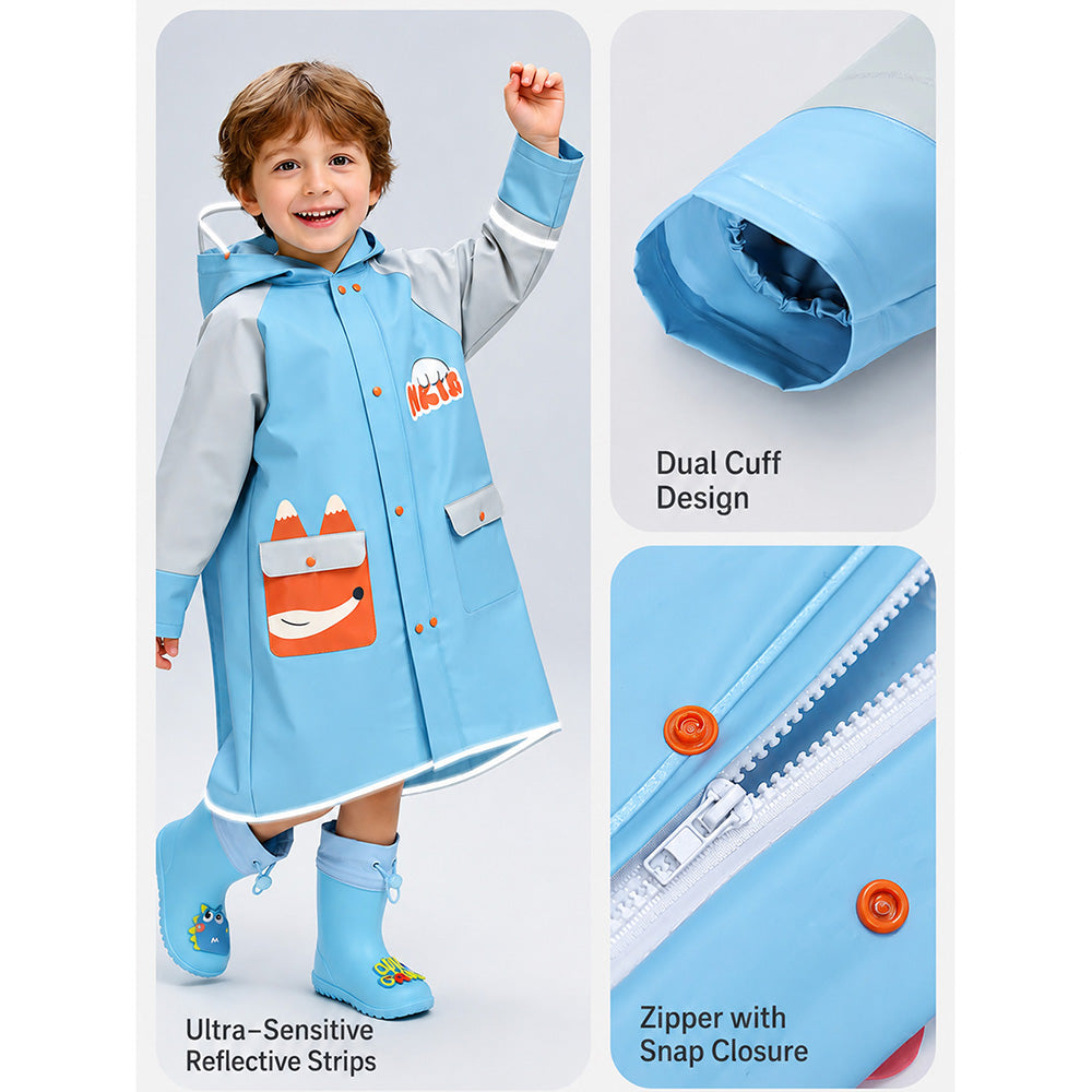 Fox Pocket Knee-Length Raincoat for Kids